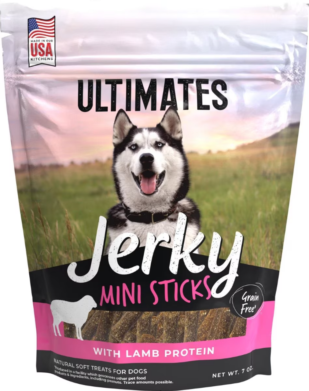 Ultimates Jerky Mini Sticks Lamb Dog Treats， 7oz