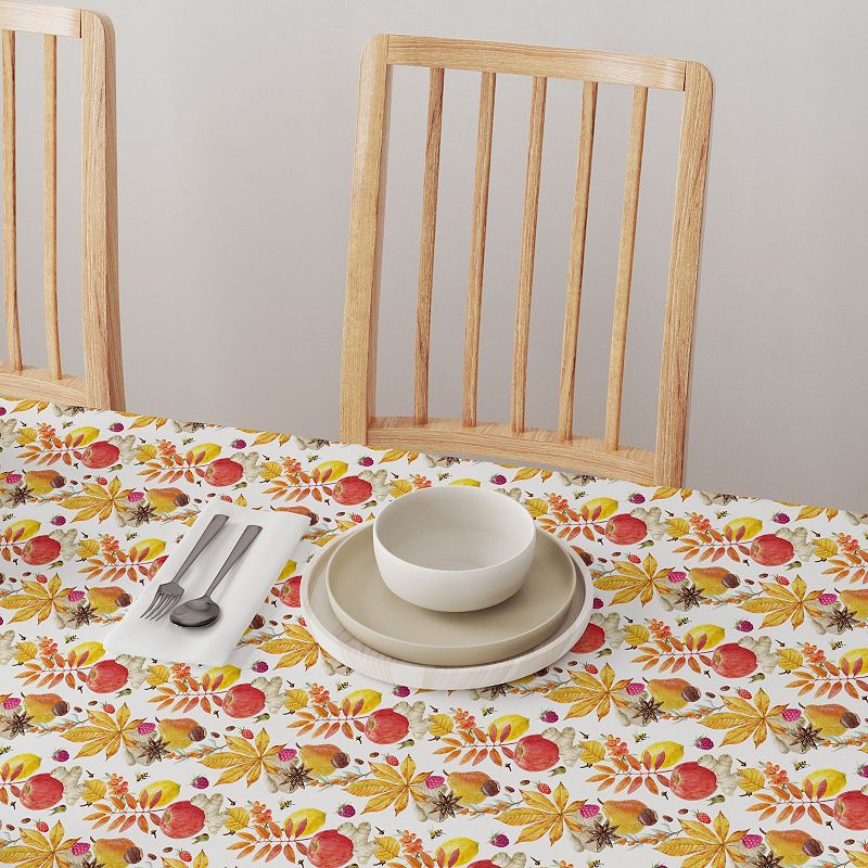 Square Tablecloth， 100% Polyester， 60x60， Fall Time Fruits and Leaves