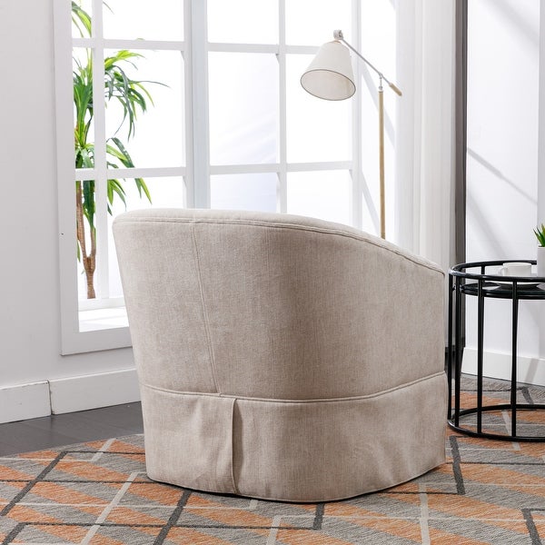 360-degree Swivel Accent Armchair Linen Blend Lounge Chairs Living Room Accent Chair Metal Frame Barrel Sofa Chair， for Bedroom