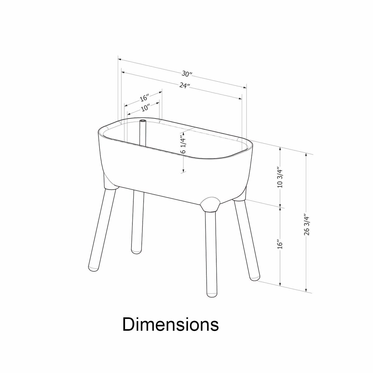 Grey Scandinavian Elevated Raised Smart Drainage Planter Bed