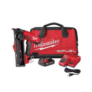 MW M18 FUEL 18-Volt Lithium-Ion Brushless Cordless Gen II 16-Gauge Angled Finish Nailer Kit with 2.0Ah Battery and Charger 2841-21CT