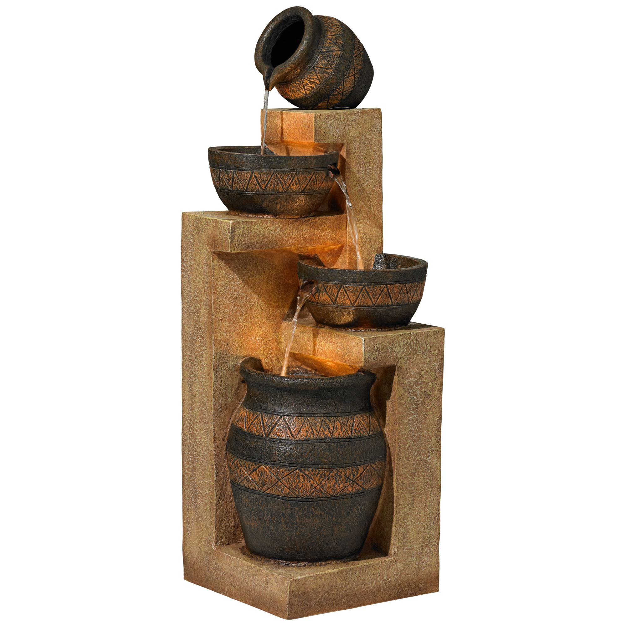 John Timberland Rustic Outdoor Floor Water Fountain with Light LED 46