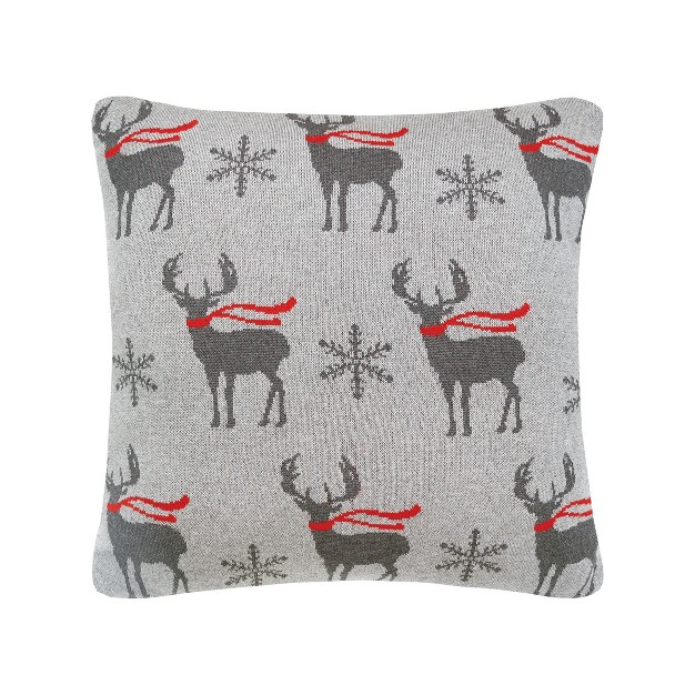 X 20 quot Deer Scarf Christmas Holiday Knitted Throw Pillow