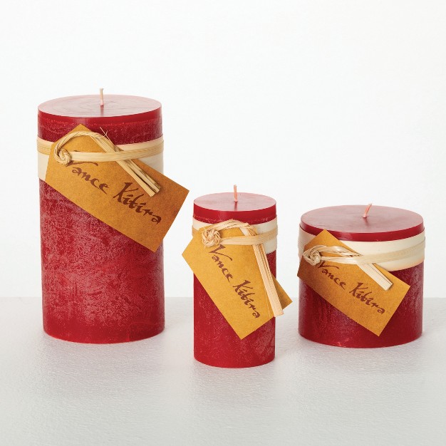 Cranberry Timber Pillar Candles Kit Set Of 3