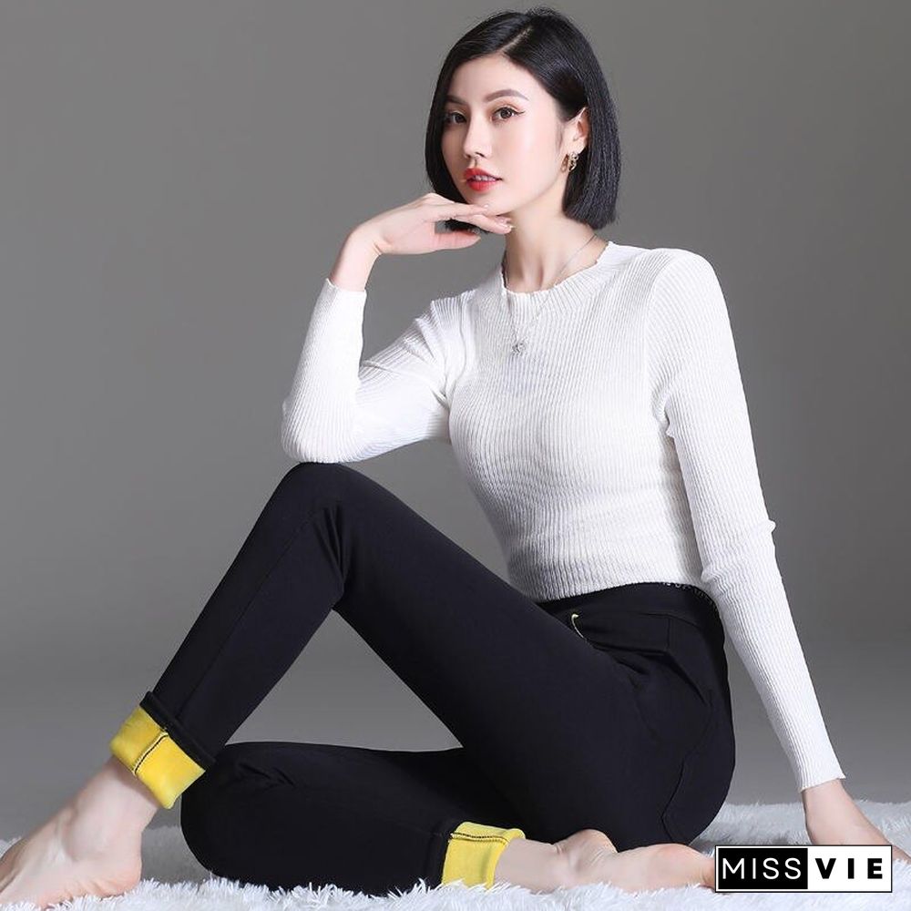 Winter Women's Velvet Pants Thick Warm Leggings High Waist Black Slim Cashmere Pencil Pants Female Cotton Leggings for Women