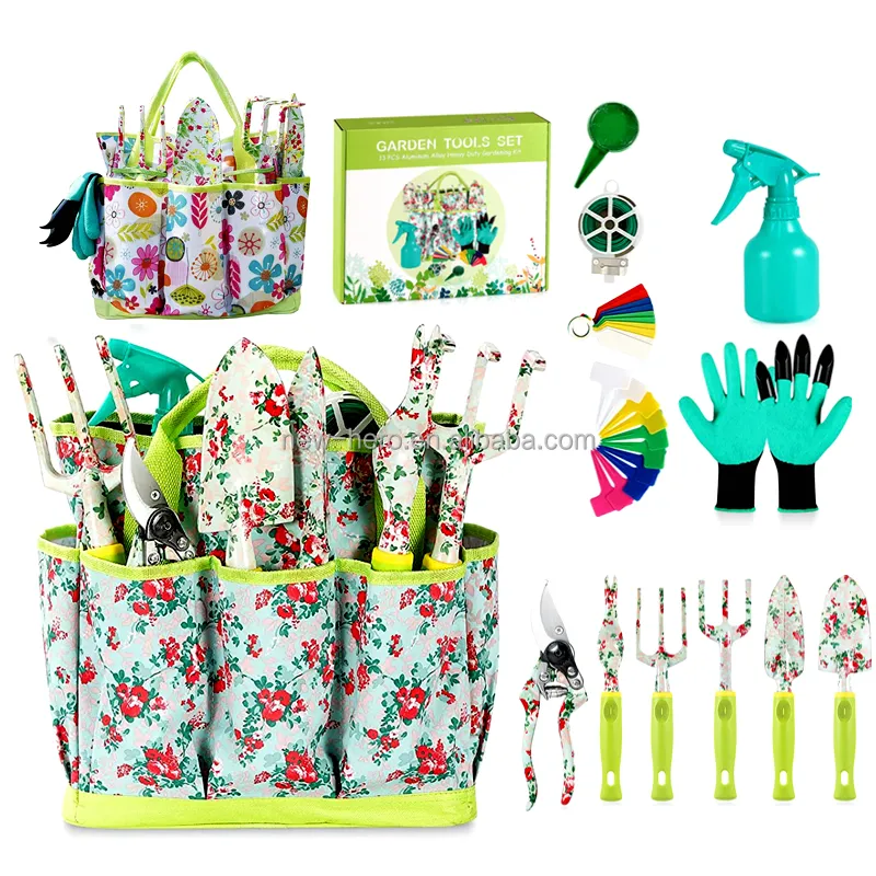 New 11 Piece 2 in 1 Storage Apron   Tote Bag oy Gardening Tool Kit Shovel Fork Rake Shear Sprayer Weed Digger Garden Tool Set