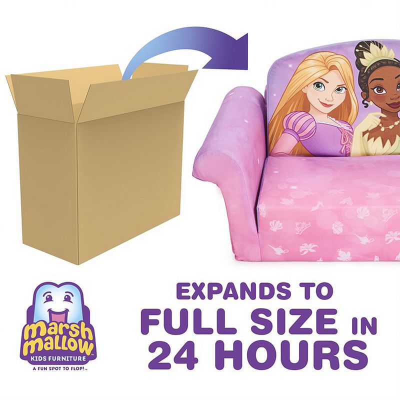 Marshmallow Furniture 2-in-1 Flip Open Couch Kid's Furniture， Disney Princesses