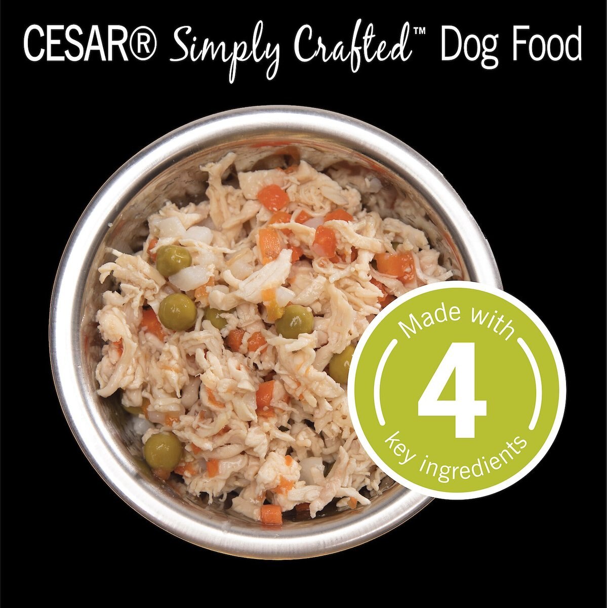 Cesar Simply Crafted Chicken， Carrots， Potatoes and Peas Limited-Ingredient Wet Dog Food Topper