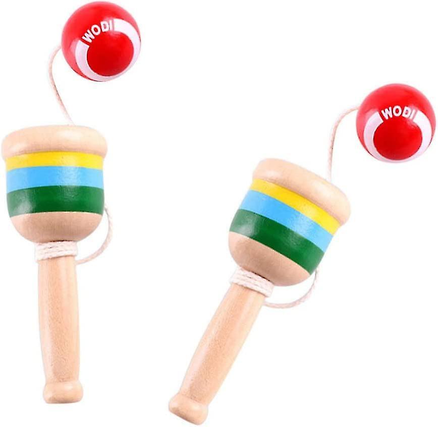 2 Pack Wooden Catching Fan You Cups And Ball Games Hand Eye Coordination Ball Catching Cup Kendama