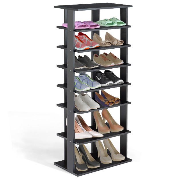 Patented 7 tier Dual Shoe Rack Practical Free Standing Shelves Storage Shelves Concise