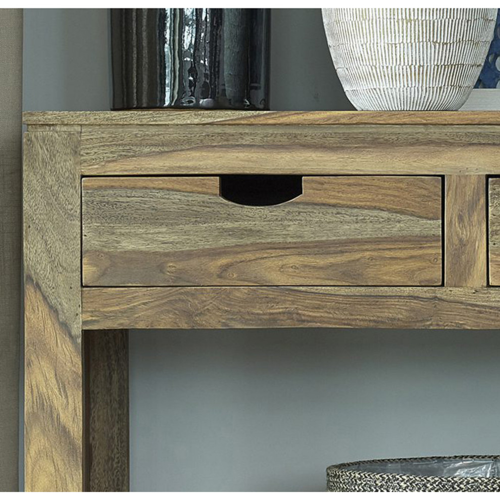 3 Drawer Storage Console Table  Natural Sheesham   Rustic   Console Tables   by Simple Relax  Houzz