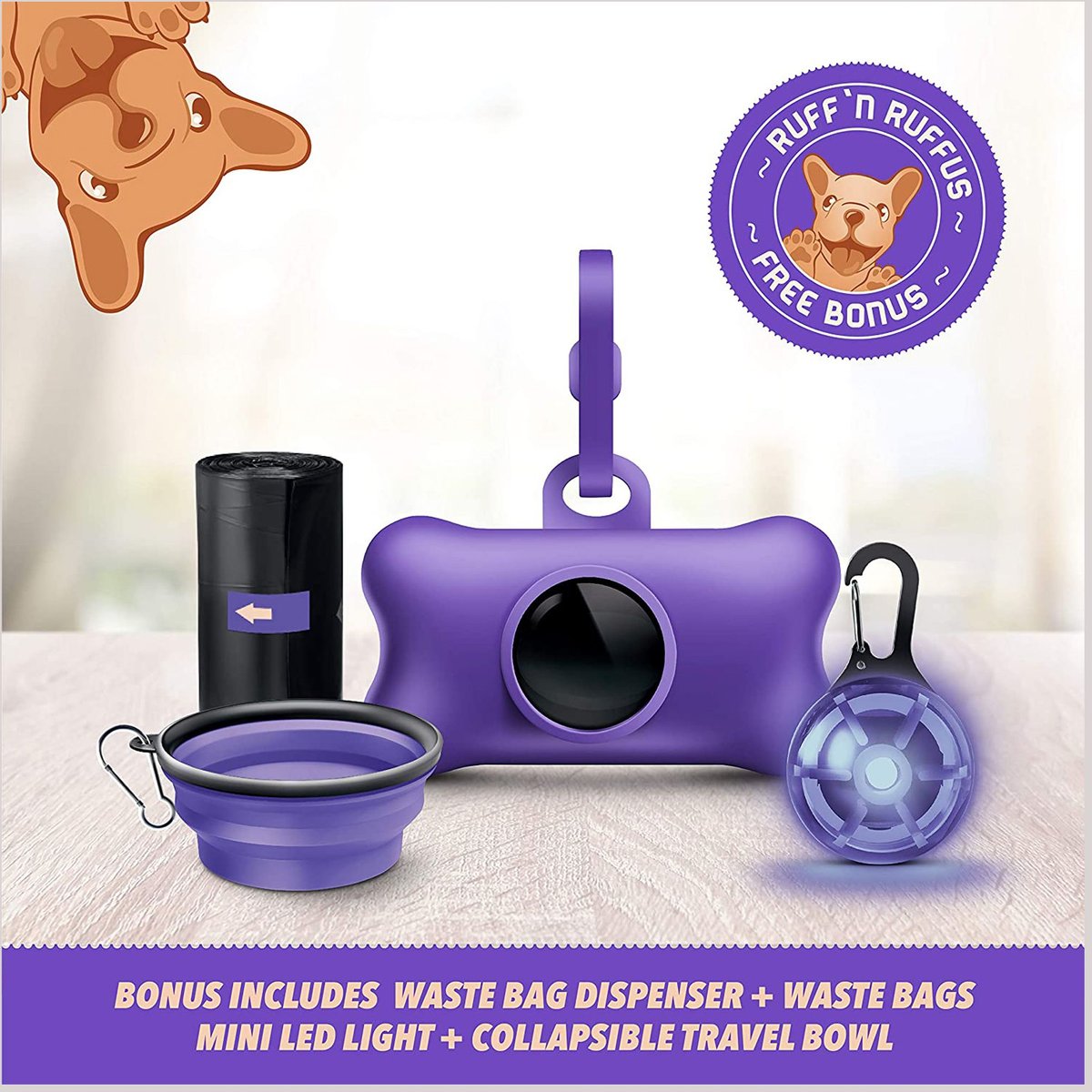 Ruff 'N Ruffus Tangle-Free Retractable Dog Leash and Bonus Contents