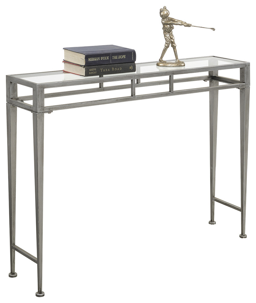 Convenience Concepts Gold Coast Julia Hall Console Table in Silver Metal Frame   Industrial   Console Tables   by Convenience Concepts  Houzz