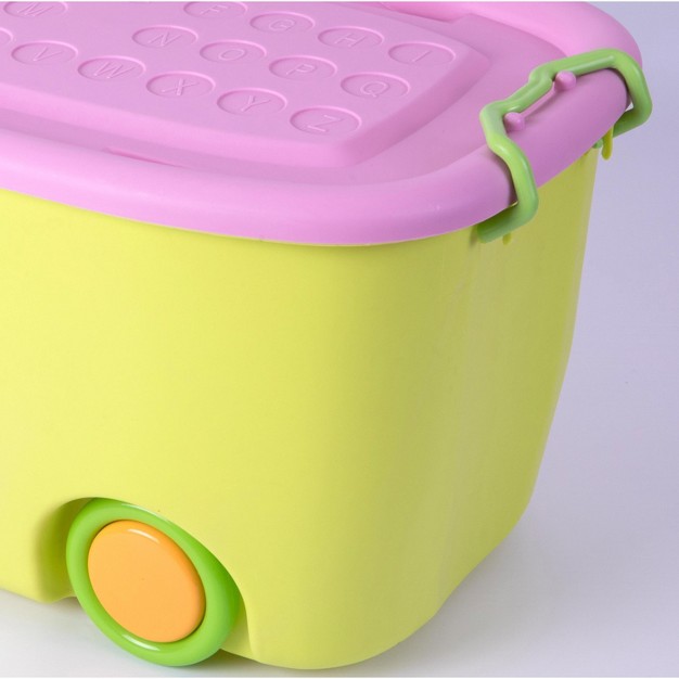 Basicwise Stackable Toy Storage Box With Wheels