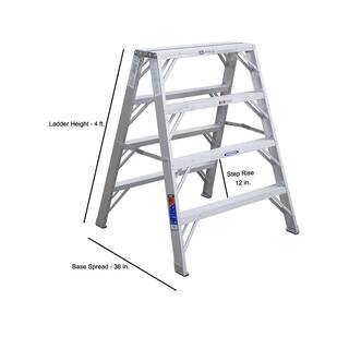 Werner 4 ft. Aluminum Extra-Wide Work Stand Step Ladder with 300 lb. Load Capacity Type IA Duty Rating TW374-30