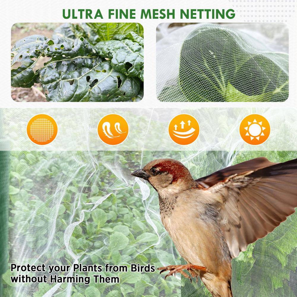 EAGLE PEAK Garden Netting Kit with 8 x 20 ft Mesh Plant Cover GNK6-GRN-AZ