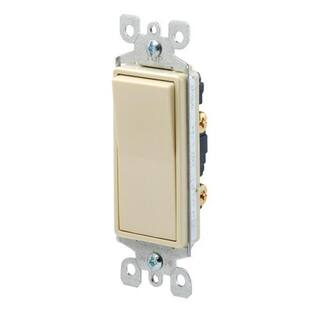 Leviton 120277-Volt Decora Rocker Single-Pole AC Quiet Light Switch Residential Grade Grounding Light Almond 023-05601-02T