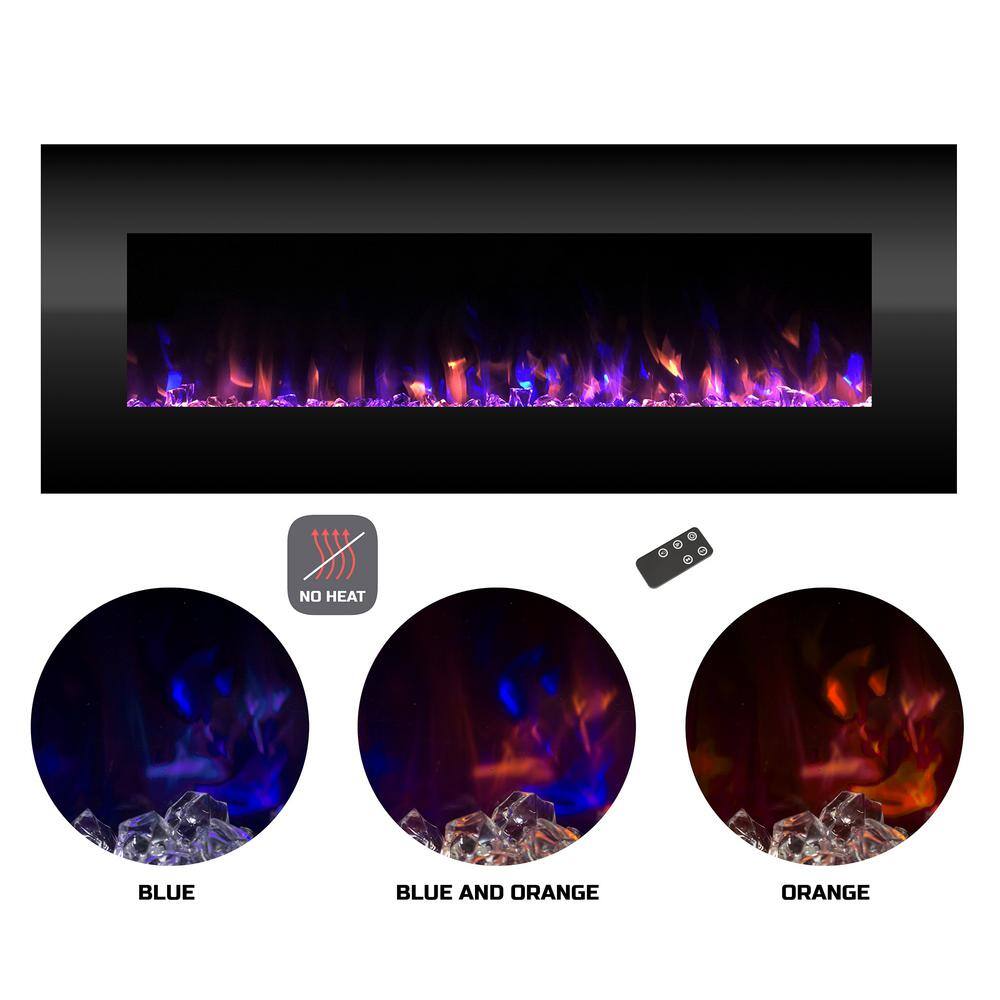 Northwest 54 in. No Heat LED Fire and Ice Electric Fireplace with Remote in Black M022006