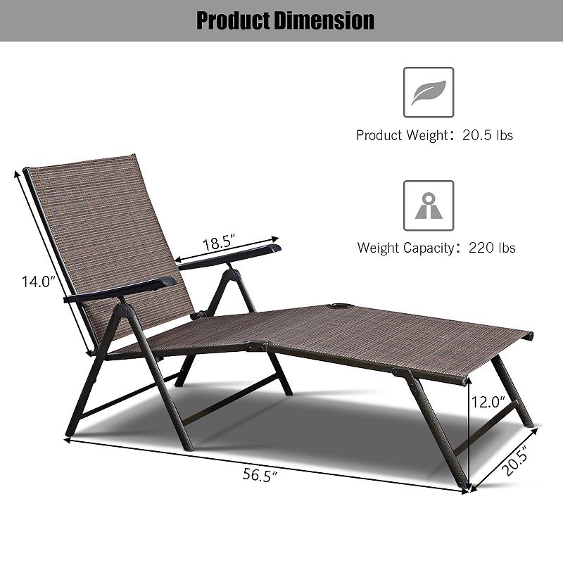 Adjustable Chaise Lounge Chair with 5 Reclining Positions