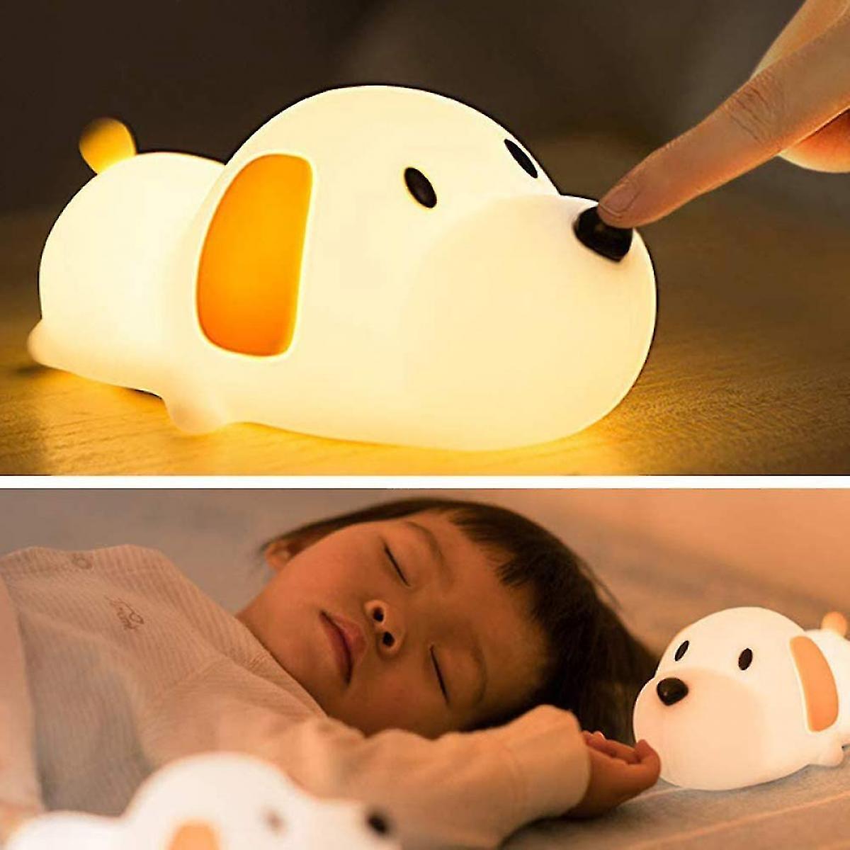 Led Kids Night Light， Cute Puppy/cat/elk Soft Silicone Baby Nursery Lamp-usb Rechargeable， Color Temperature And Brightness Adjustable， White And Warm