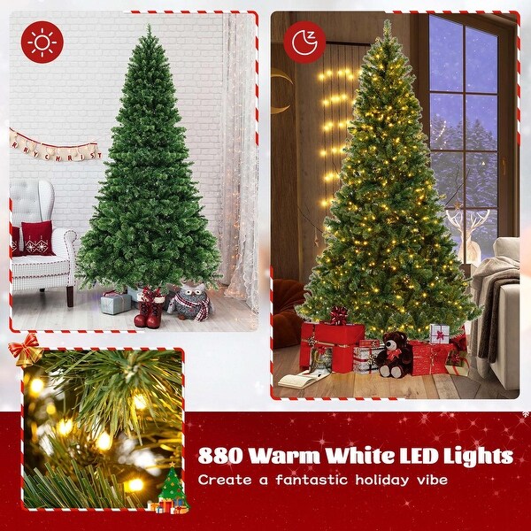 Costway 6FT/7FT/8FT Artificial Xmas Tree with 821/1188/1498 PVC Branch