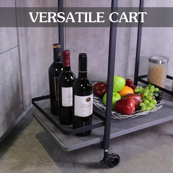 2 Tier bar cart With black wheels