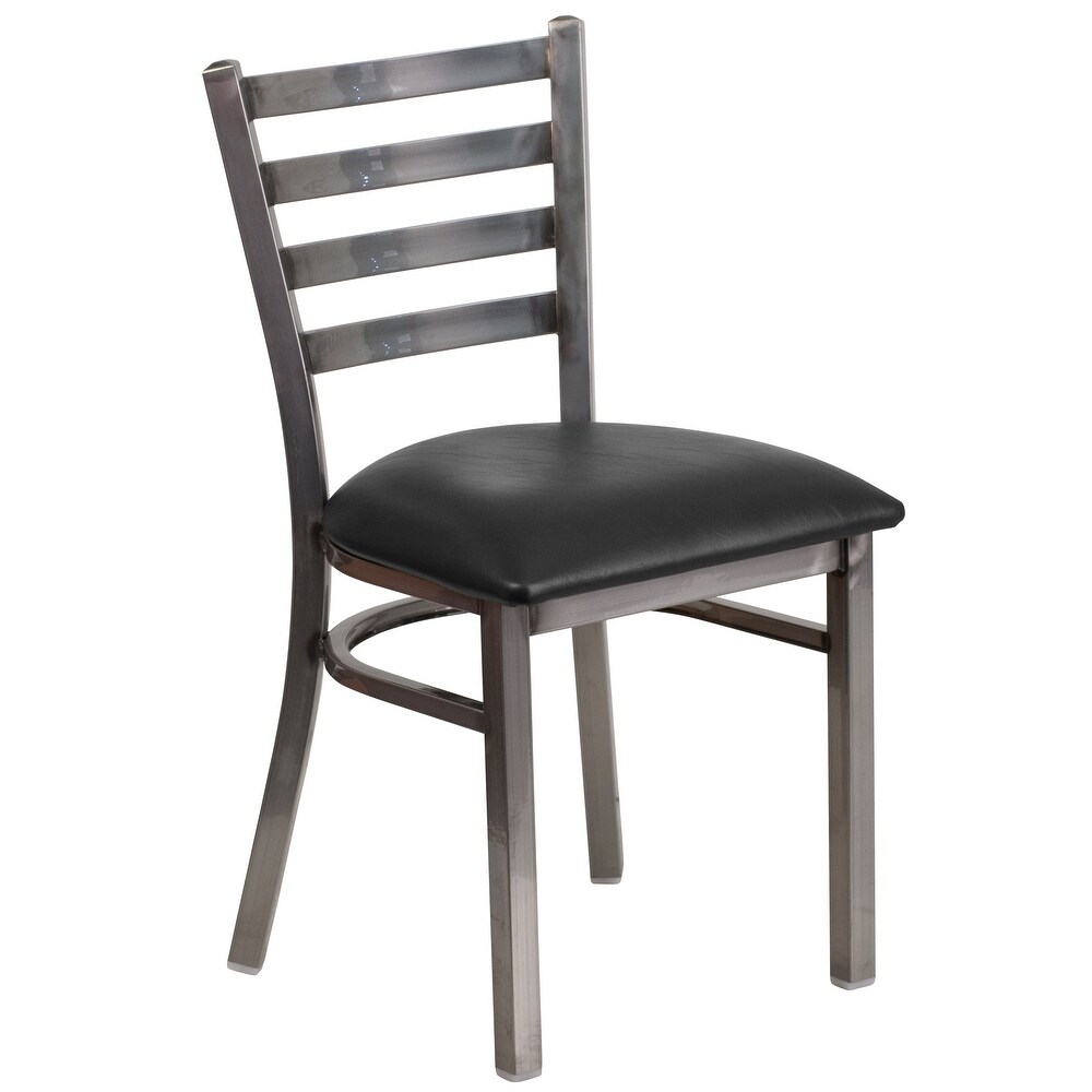 Clear Coated Ladder Back Metal Restaurant Chair   16.5\