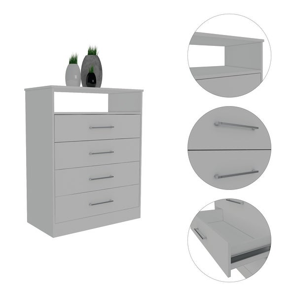 Simplicity 4-Drawer 1-Shelf Dresser， Modern Storage Cabinet， Superior Top， Storage Dressers Organizer for Living Room Bedroom - - 37828126