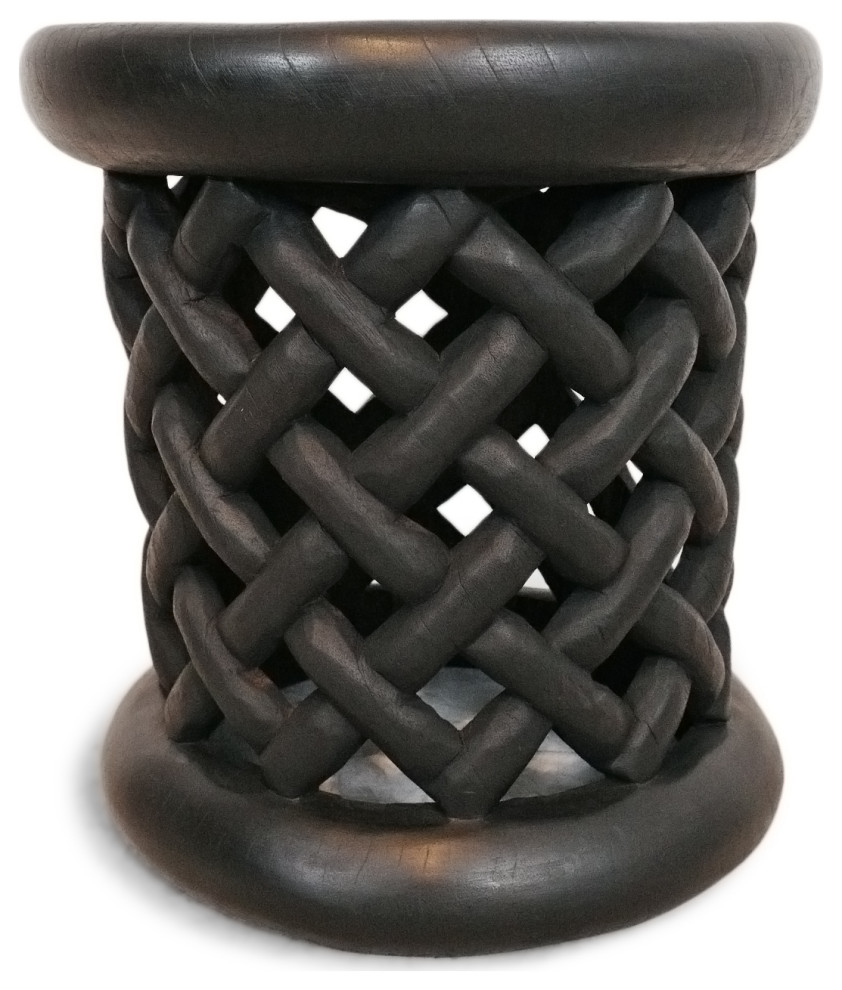 Consigned Basket Weave Bamileke Stool   Transitional   Accent And Garden Stools   by Design Mix Furniture  Houzz