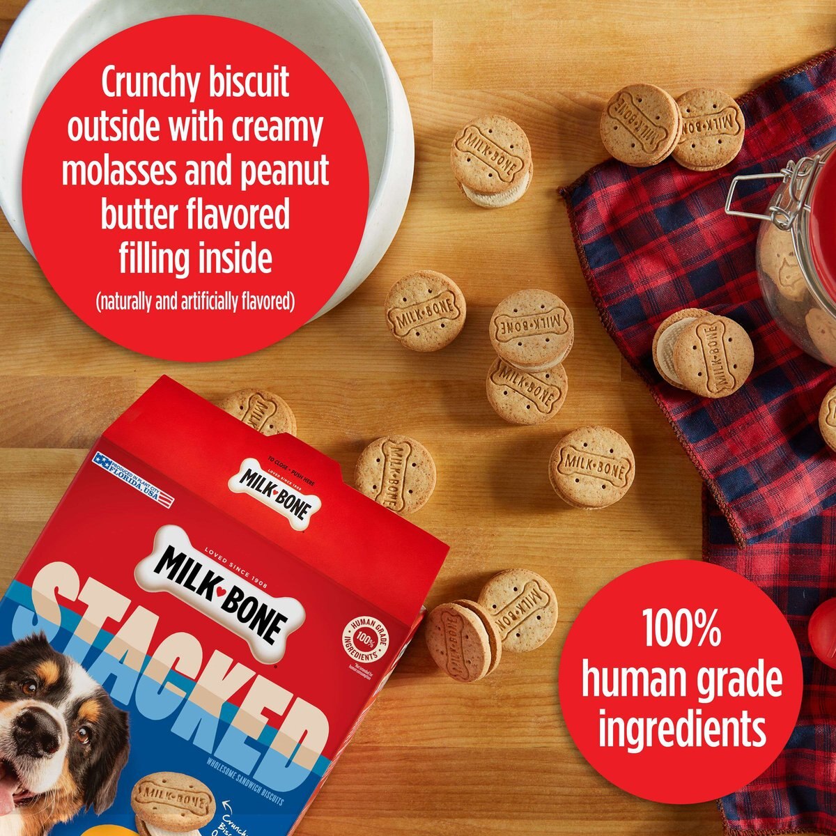 Milk-Bone Stacked Biscuits Molasses and Peanut Butter Flavor Dog Treats