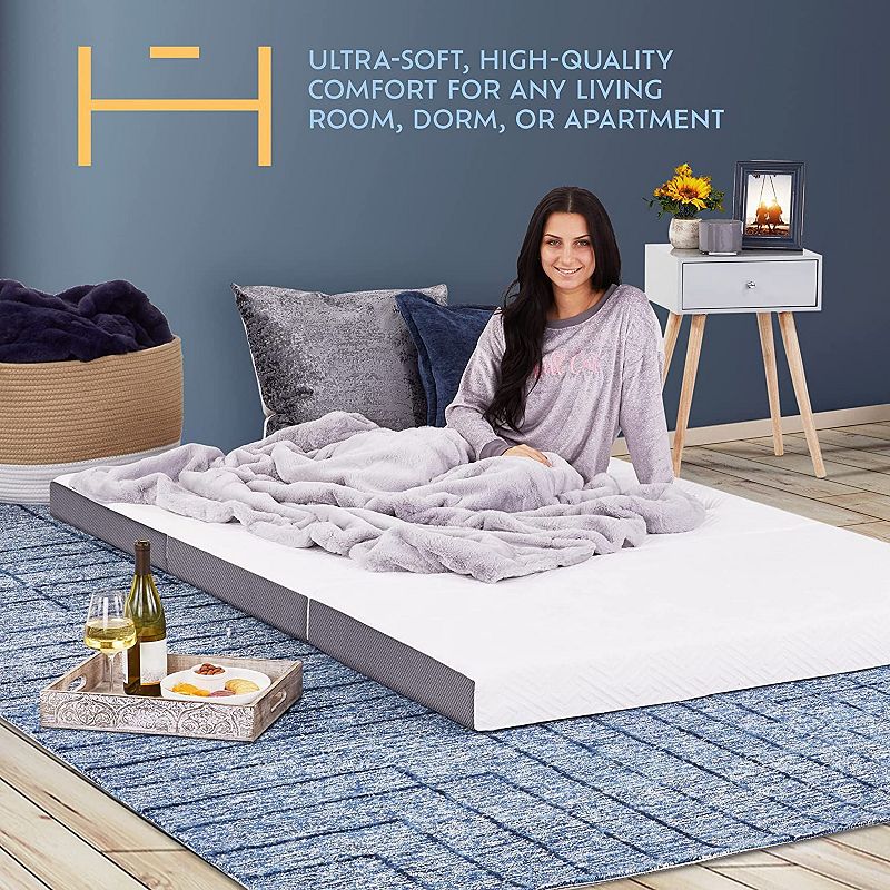 Heyward 4” Trifold Full Size Mattress， Machine Washable Memory Foam Mattress