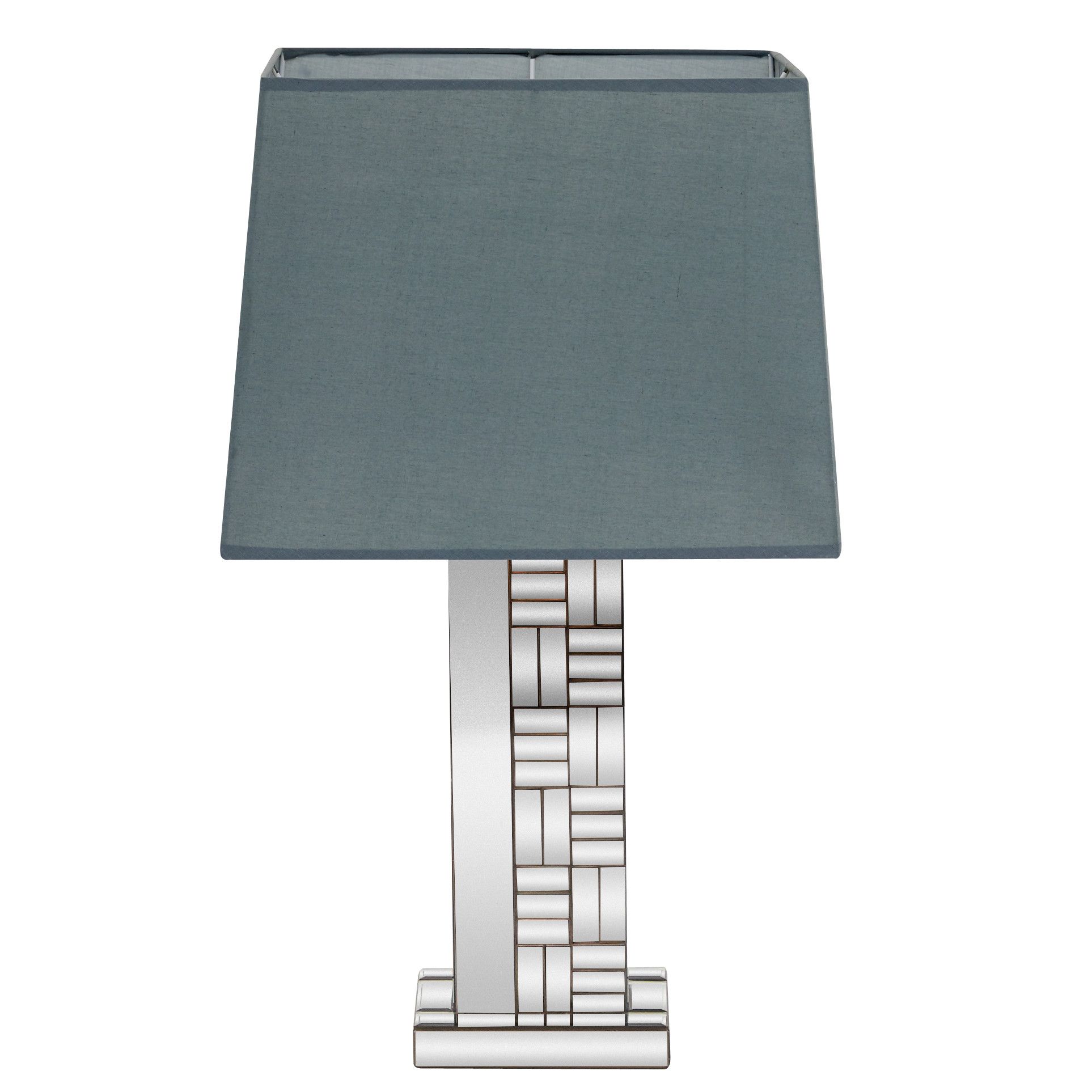 Silver Wood and Glass Mirror Glam Table Lamp 30 x 15 x 12