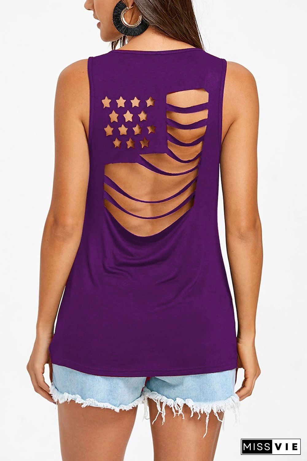 Amercian Flag Hollow-out Tank Top