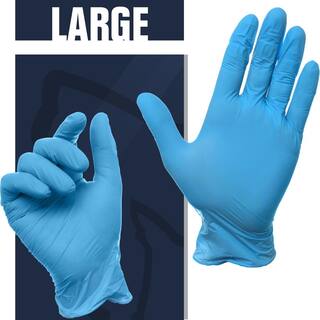 Silverback Blue Large 3.5 mil Nitrile Disposable Work Gloves Latex-Free (Box of 100) GLV-100PK-L