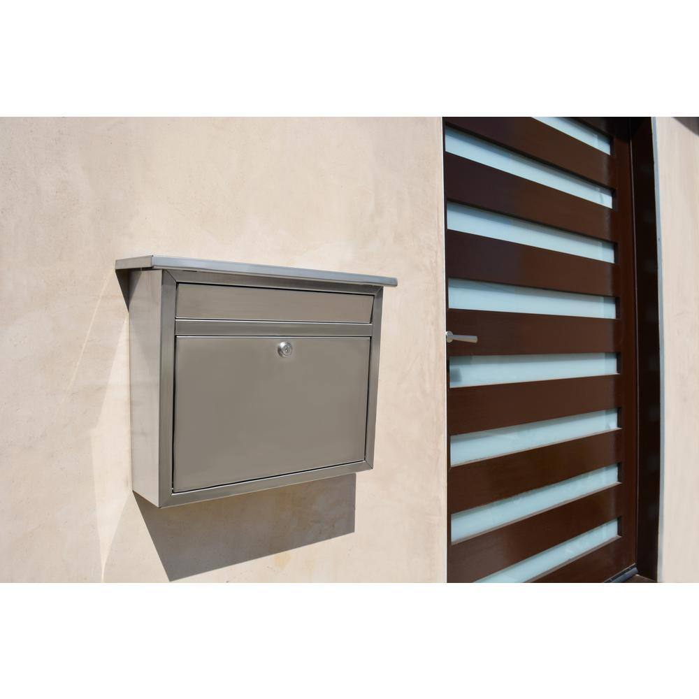 Architectural Mailboxes Maya Silver Medium Steel Locking Wall Mount Mailbox 2417PS-10