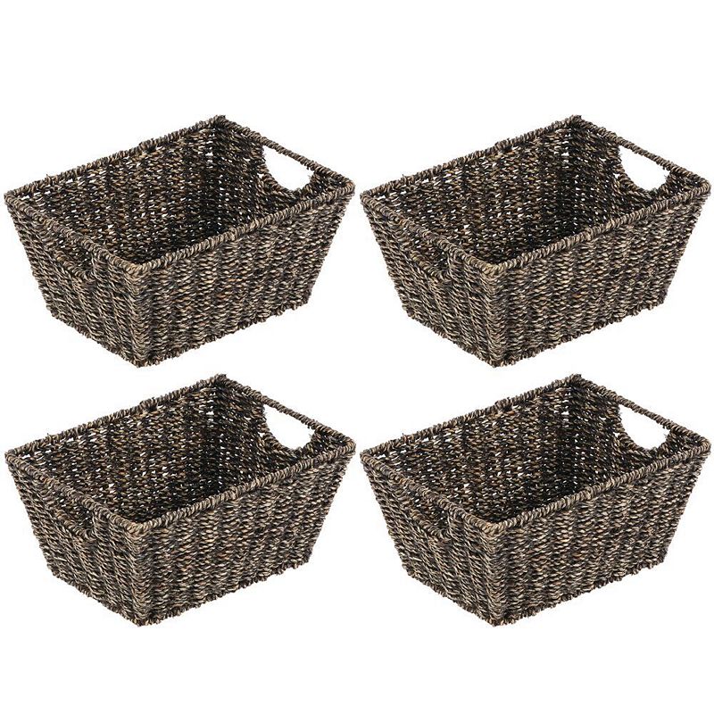 mDesign Woven Seagrass Nesting Kitchen Storage Basket Bins - 4 Pack