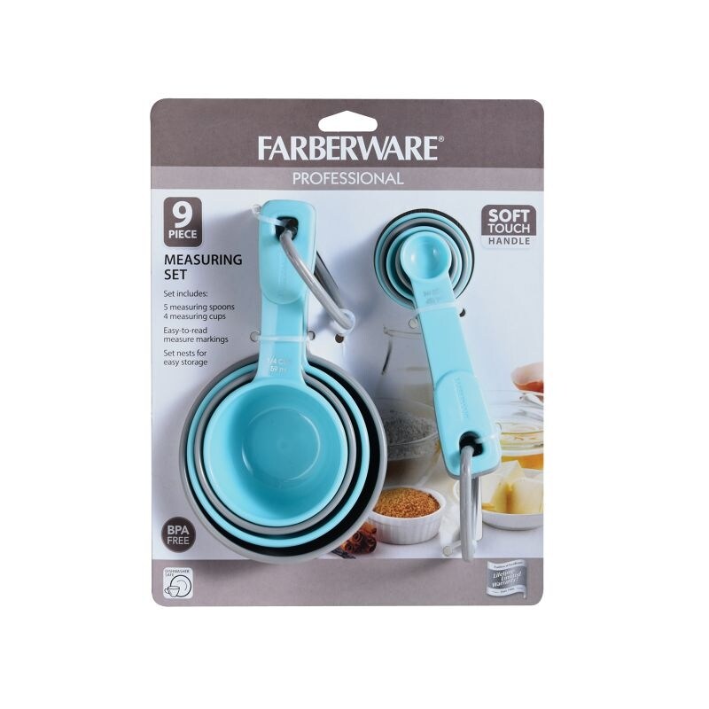 Farberware Measuring Cups and Spoons Set  9 Piece   Aqua Gray   7\