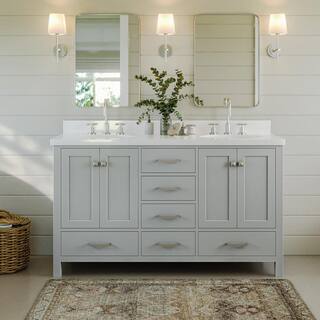 ARIEL Cambridge 60 in. W Vanity Cabinet Only in Grey A061D-BC-GRY