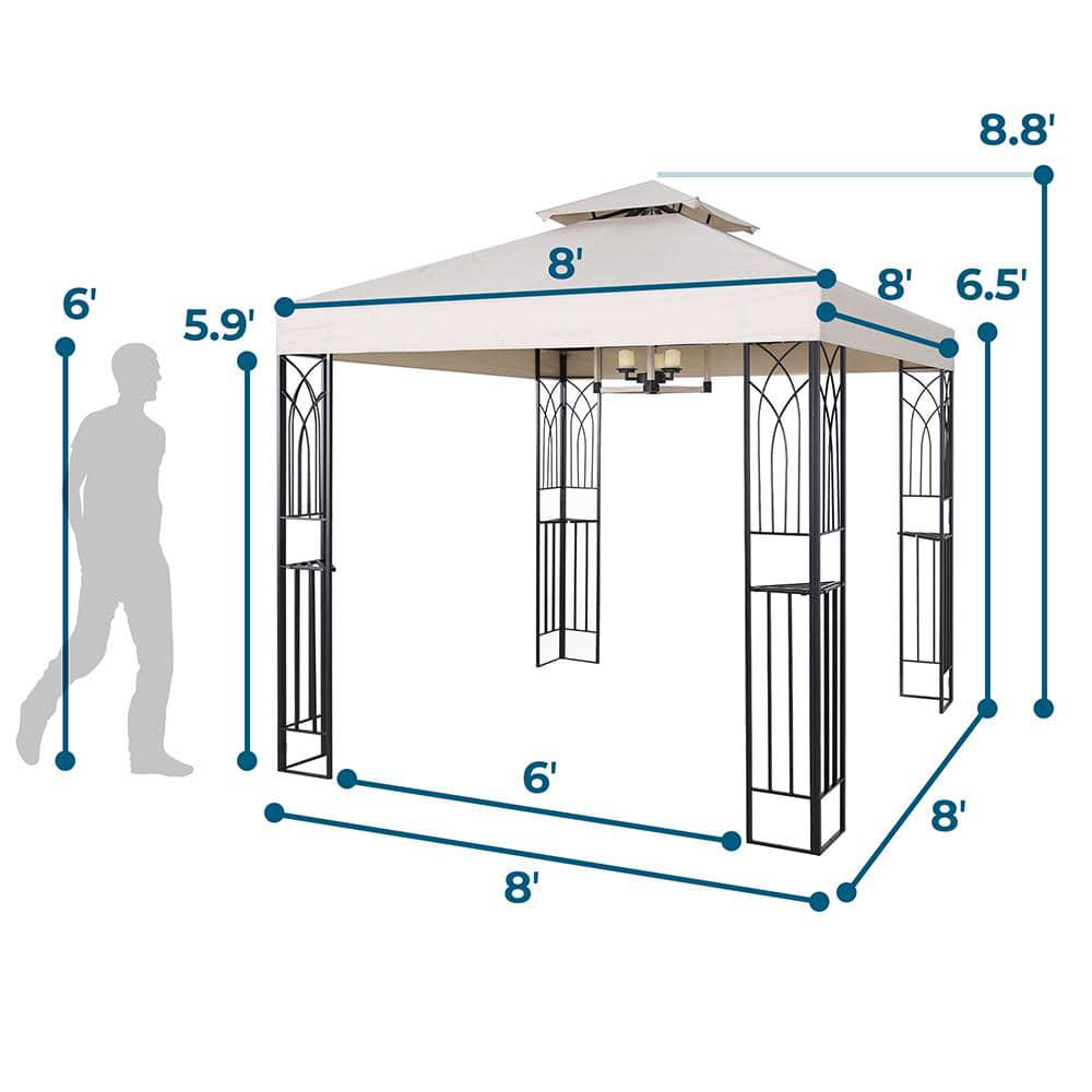 LAUREL CANYON 8 ft x 8 ft Beige Soft Top Steel Outdoor Patio Gazebo with Shelves