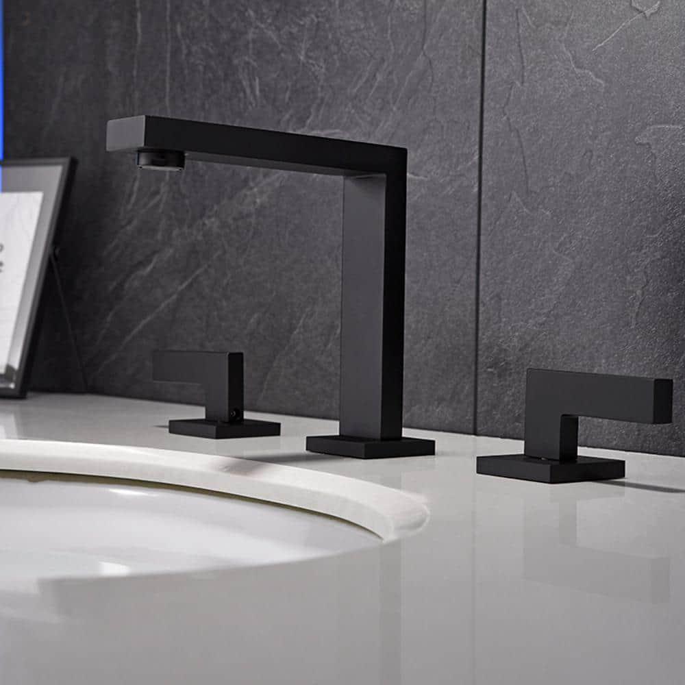 IHOMEadore 8 in Widespread 2Handle HighArc Bathroom Faucet in Matte Black