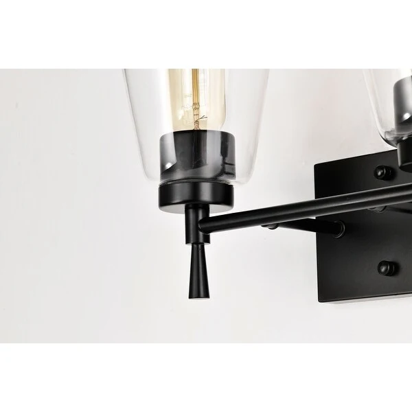 Matte Black 2-Light Modern Vanity Light with Clear Cone Glass Shades