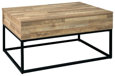 Signature Design by Ashley Gerdanet Rustic Rectangular Lift Top Coffee Table with Storage, Brown & Black