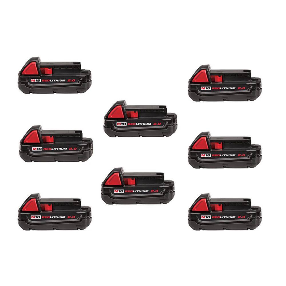 MW M18 18-Volt Lithium-Ion Compact Battery Pack 2.0Ah (8-Pack) 48-11-1820