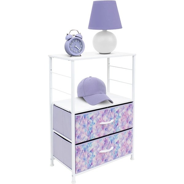 Nightstand 2-Drawer Shelf Storage - Bedside Furniture End Table Chest - - 34483811