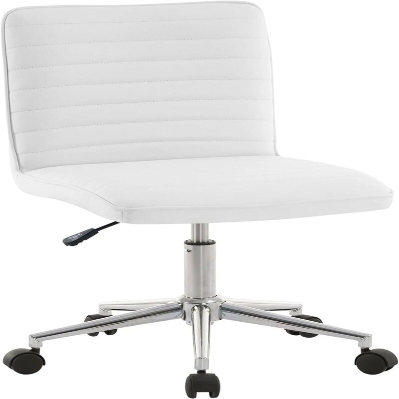 Mid Back Armless Office Desk Chair (PU White)