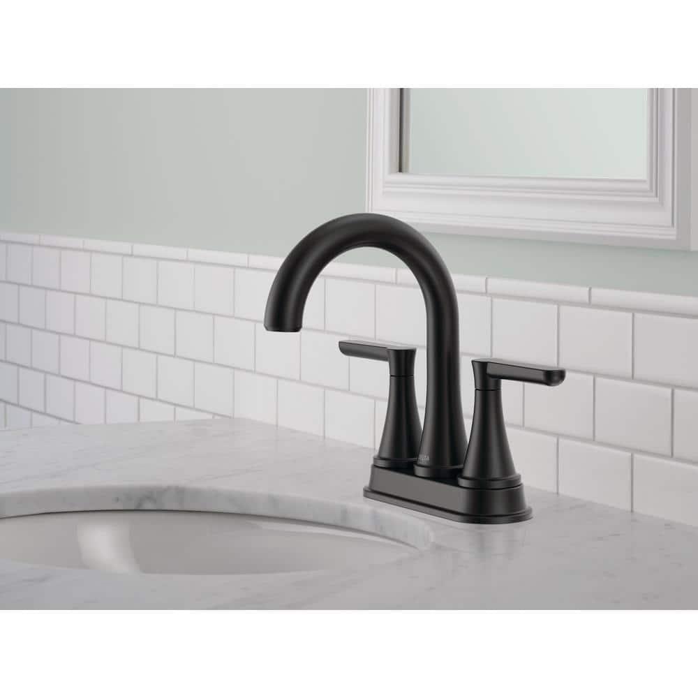 Delta Greydon 4 in Centerset Double Handle Bathroom Faucet in Matte Black