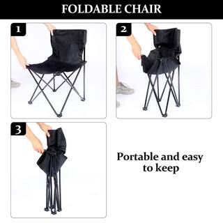 dubbin Armless Portable Folding Camping Chair for Outdoor Camping Fishing in Black FXPFFS-1009