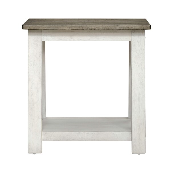 Laurel Bluff Antique White Dust Grey End Table