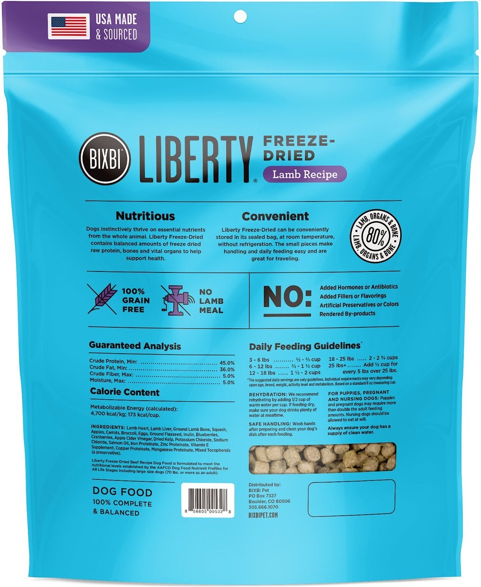 BIXBI Liberty Lamb Recipe Grain-Free Freeze-Dried Raw Dog Food