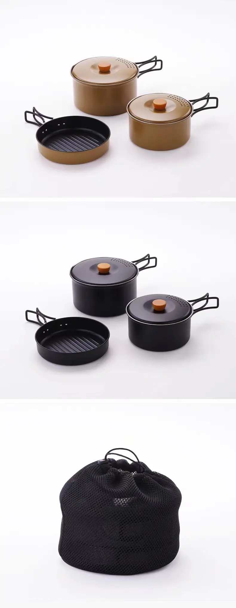 Hot Selling Camping Cookware stainless steel Folding Camping Cooking Set Camping Accessories